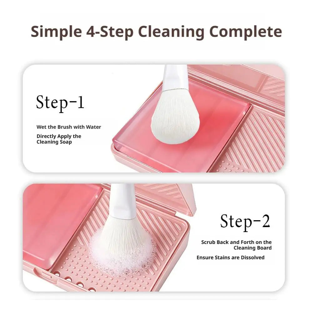 2-in-1 Makeup Brush Cleaner Soap Box with Silicone Scrubbing Mat – Deep Cleans Brushes & Sponges Peaceful Pleasures Health and Wellness