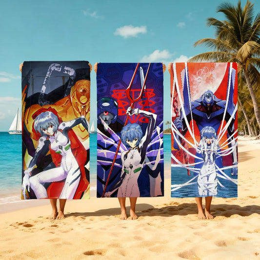 Rei EVA Anime Quick-Dry Beach Towel | Soft Microfiber Pool Towel Anime Beach Towel Peaceful Pleasures Health and Wellness