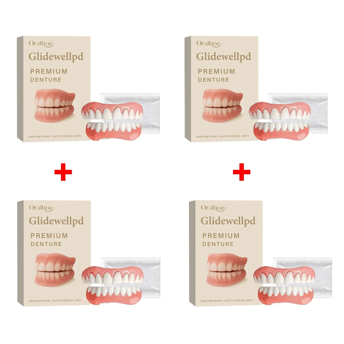 Oralhoe Soft Silicone Temporary Dentures Full Set – Upper & Lower