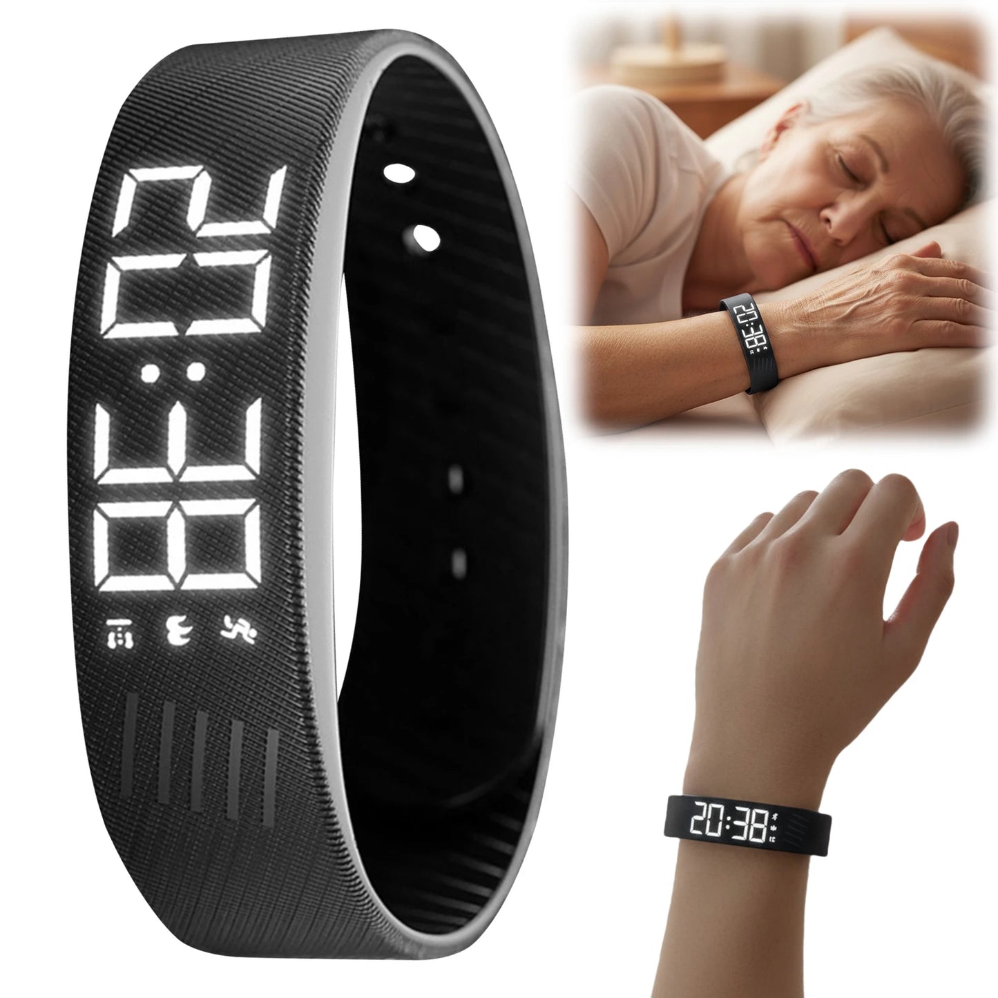 VODOOL Silent Vibration Alarm Wristband | Pedometer, Waterproof