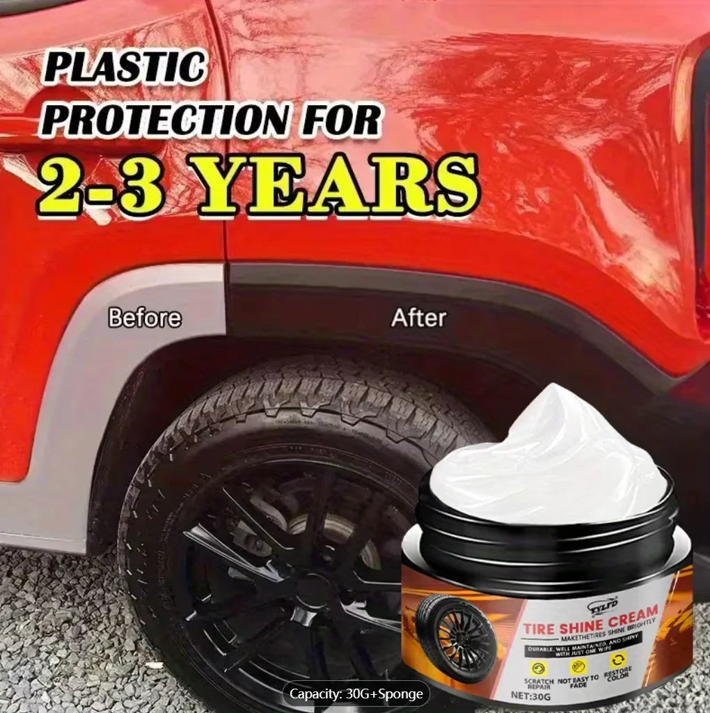 Car Plastic Restorer & Tire Shine 30G | UV Protection Anti-Fade