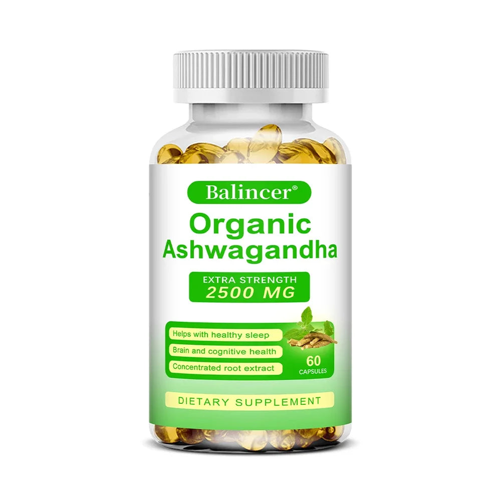 Ashwagandha Supplement for Brain and Memory Support Peaceful Pleasures Health and Wellness 60 count-1 bottle