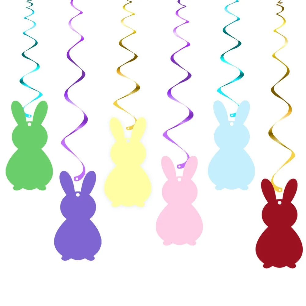 Easter Hanging Bunny Spiral Decor Set | Colorful Paper Garland