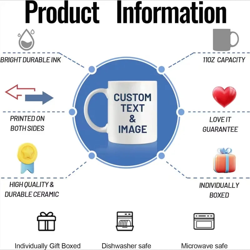Custom Photo & Text Coffee Mug – Personalized Gift