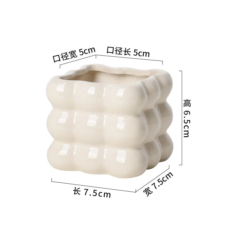 Ceramic Self-Watering Succulent Planter | White Minimalist Pot