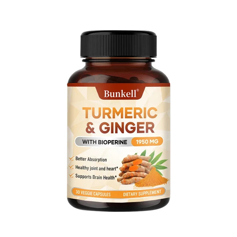 Turmeric Curcumin Ginger Supplement for Joint Comfort Peaceful Pleasures Health and Wellness 30 count-1 bottle