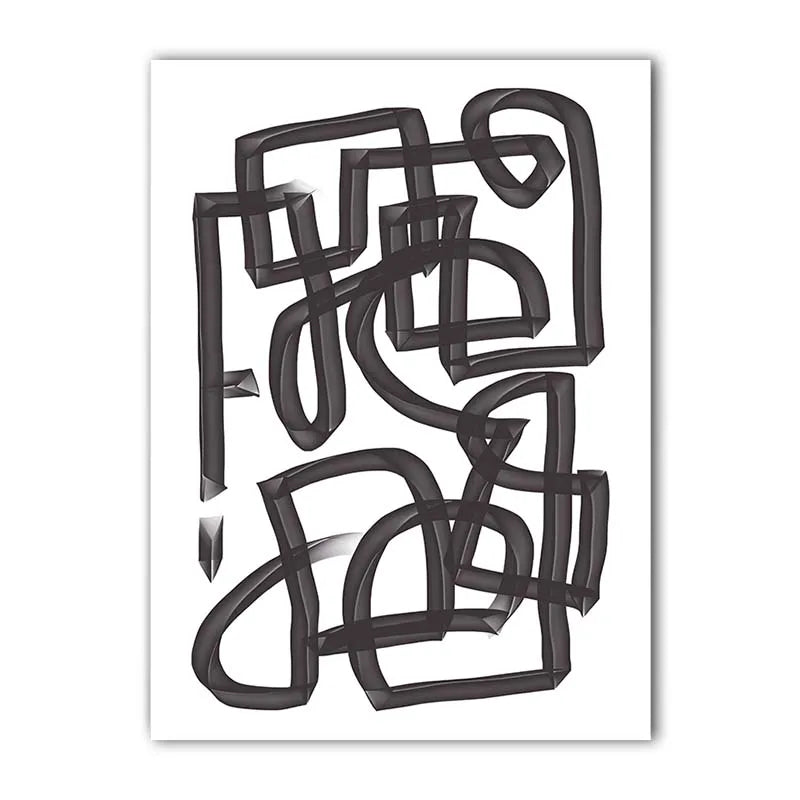 Abstract Black & White Line Art Canvas Print | Modern Wall Art Canvas Wall Art Print Peaceful Pleasures Health and Wellness 02 50x70cm NoFrame China Mainland