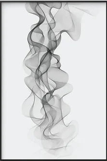 Abstract Geometric Black & White Wavy Canvas Wall Art Print