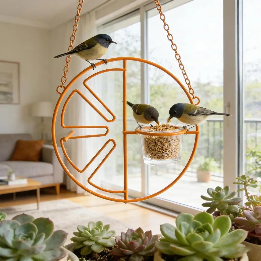 Oriole Bird Feeder Fruit Slice Design | Hanging Glass Cup