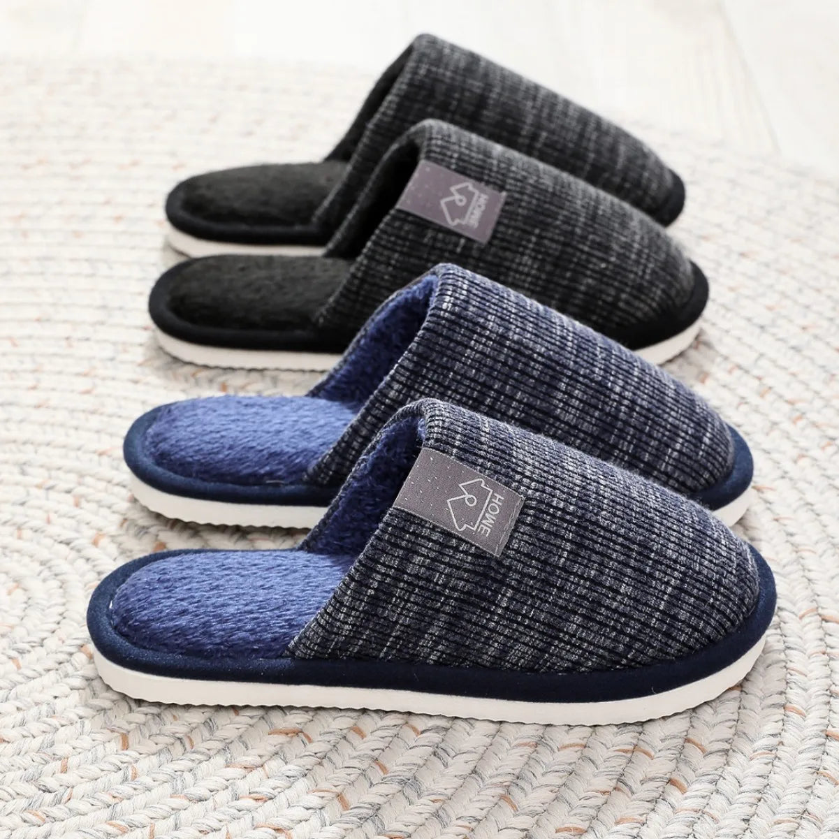 Men's Winter Plush Indoor Slippers – Warm Non-Slip House Shoes