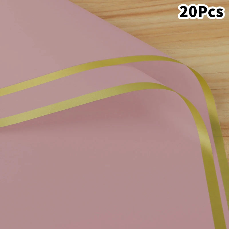 20-Pack Colorful Flower Wrappers Gold Edge | Waterproof Bouquet Wrap
