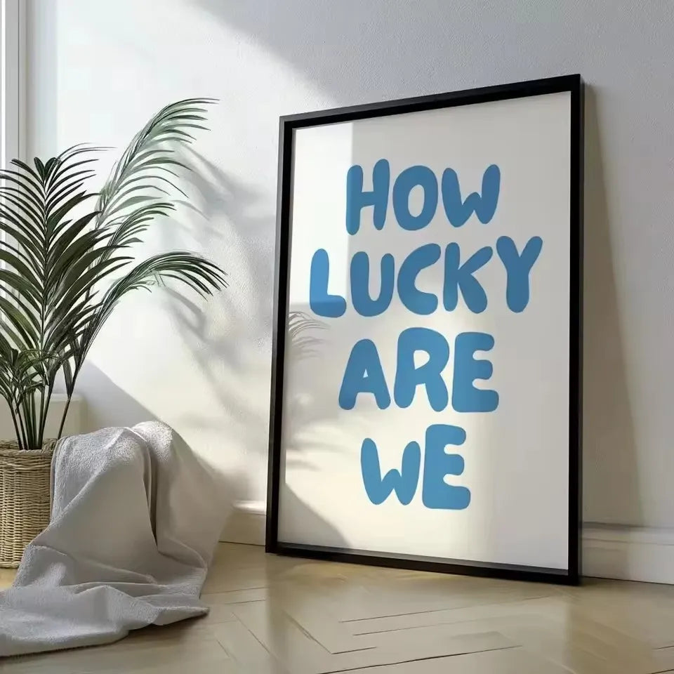 1 Piece Frameless Red Love Heart How Lucky Are We Poster Canvas Painting Modern Print Wall Art Bedroom Home Decor Valentine Gift Peaceful Pleasures Health and Wellness ZLH2845 80x120cm No Frame