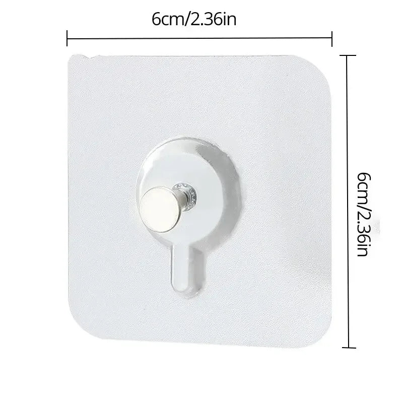 10-Pack Transparent Self-Adhesive Wall Hooks – No Damage