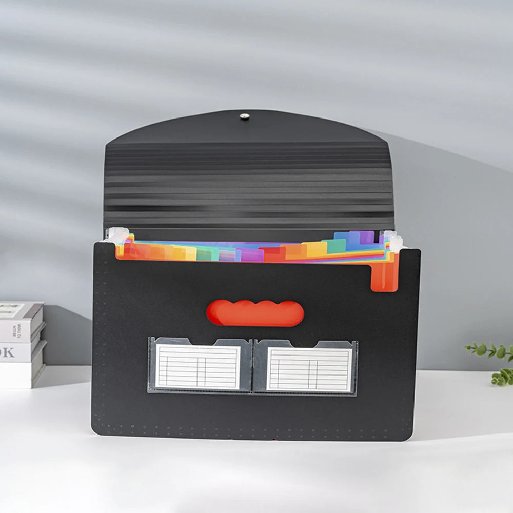 Handheld Organ Bag Folder A4 Large Capacity Student Exam Paper Storage Bag 13 Layers Ticket File Classification Storage Bag Peaceful Pleasures Health and Wellness black