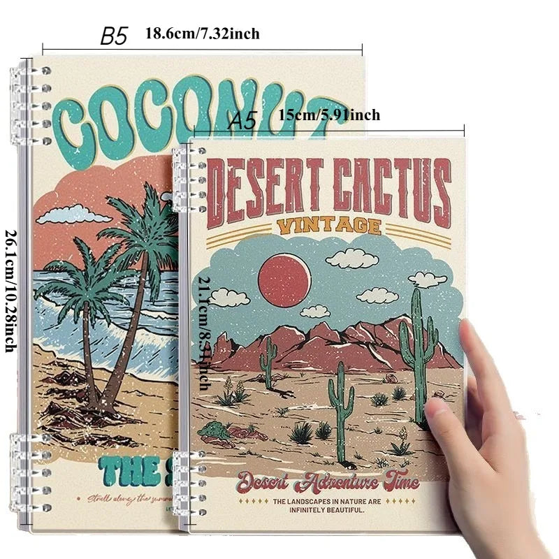 Retro Tropical Notebook Product Photo Vintage Beach Vibes Spiral