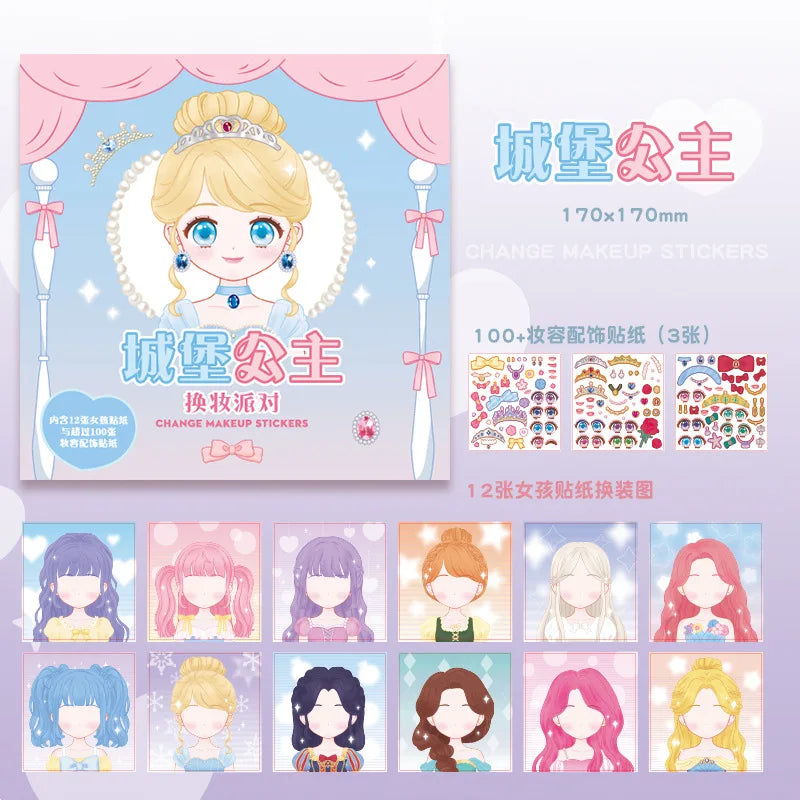 Magic Princess Dress Up Sticker Book Girls 3-6 Year Old Reusable