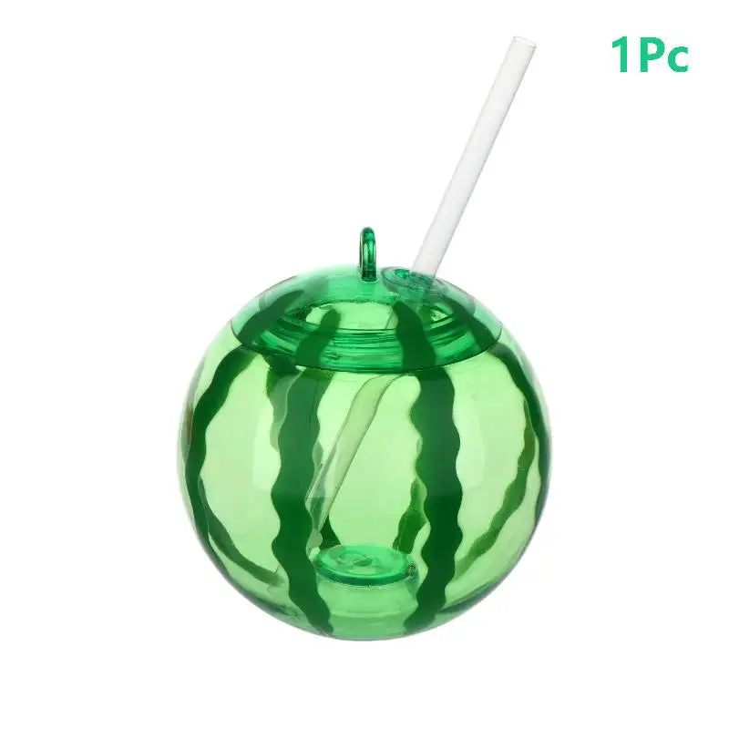 Fruit Shaped Cups with Straw – Orange & Watermelon | 1–3 Pack