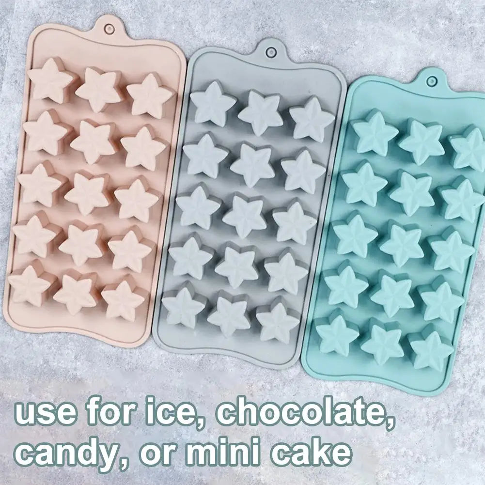 15-Piece Five-Pointed Star Silicone Chocolate Mold Creative Jelly Christmas Candy DIY Mold Ice Tray Baking Mold Peaceful Pleasures Health and Wellness