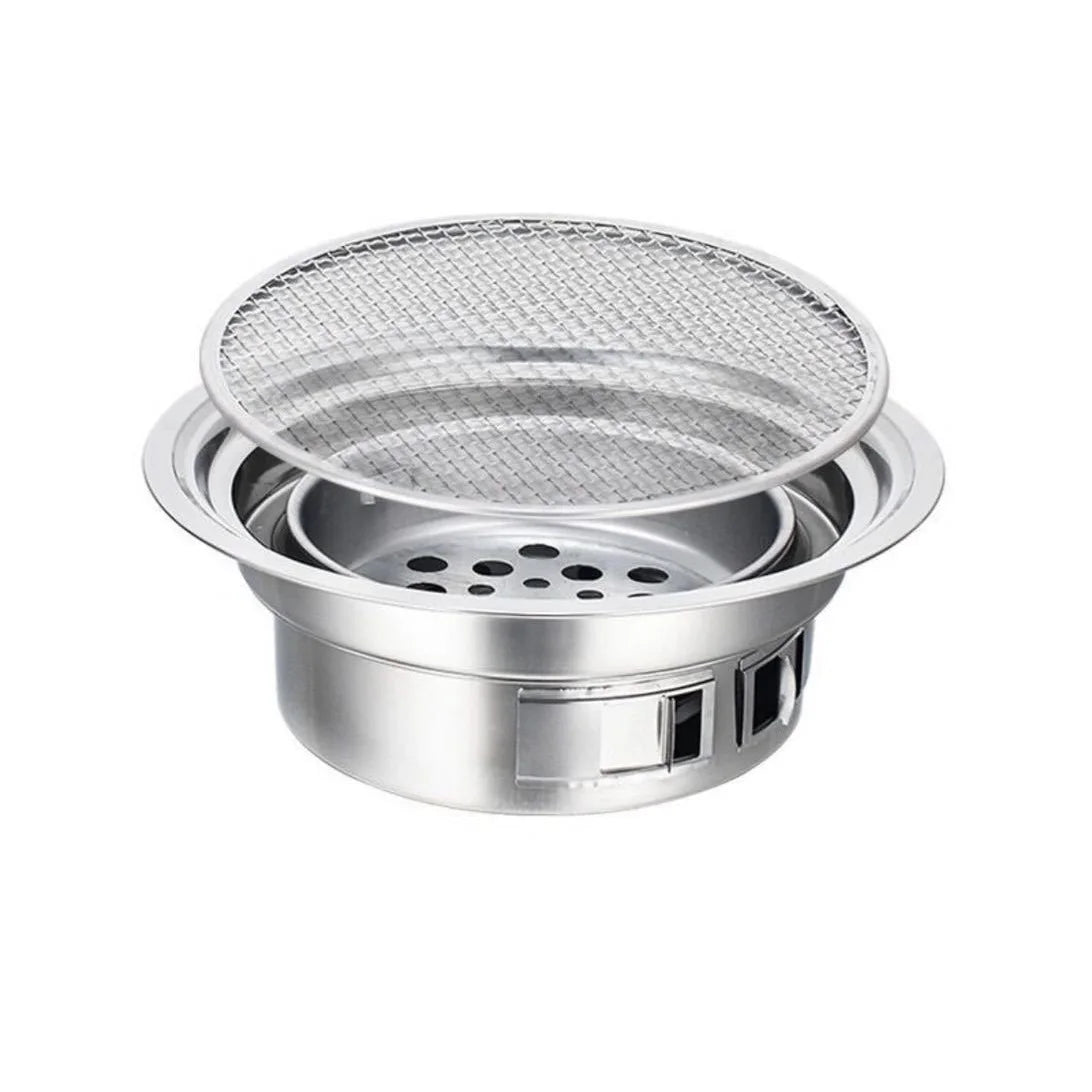 Korean Charcoal BBQ Grill | Stainless Steel Non-Stick Outdoor Charcoal BBQ Grill Peaceful Pleasures Health and Wellness Stove with net