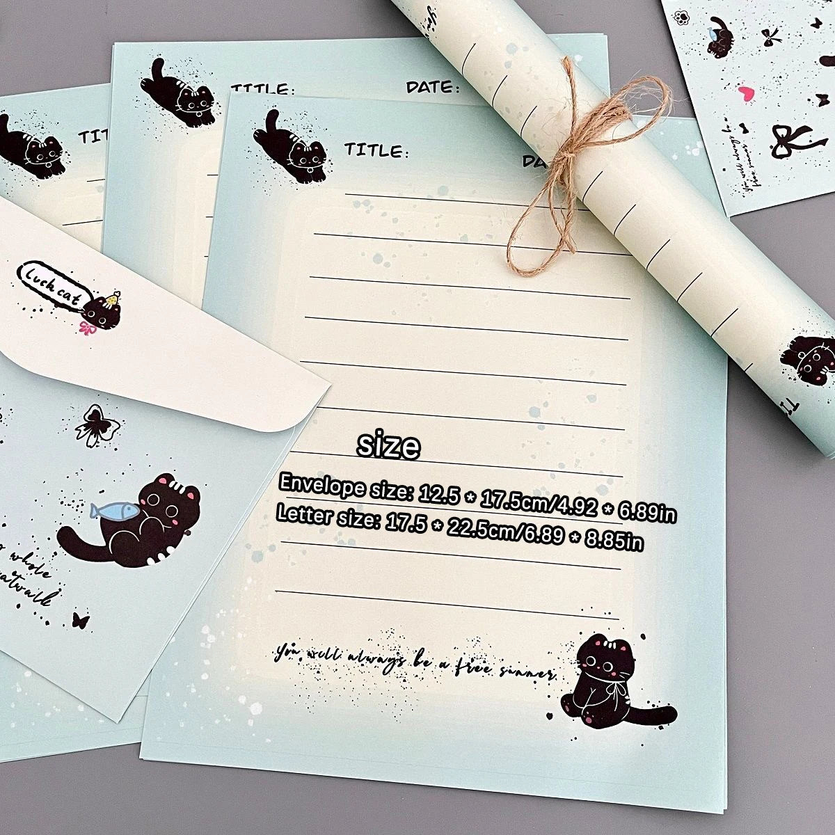Splashing Ink Love Cat Envelope Letter Paper Beauty Cute Writing