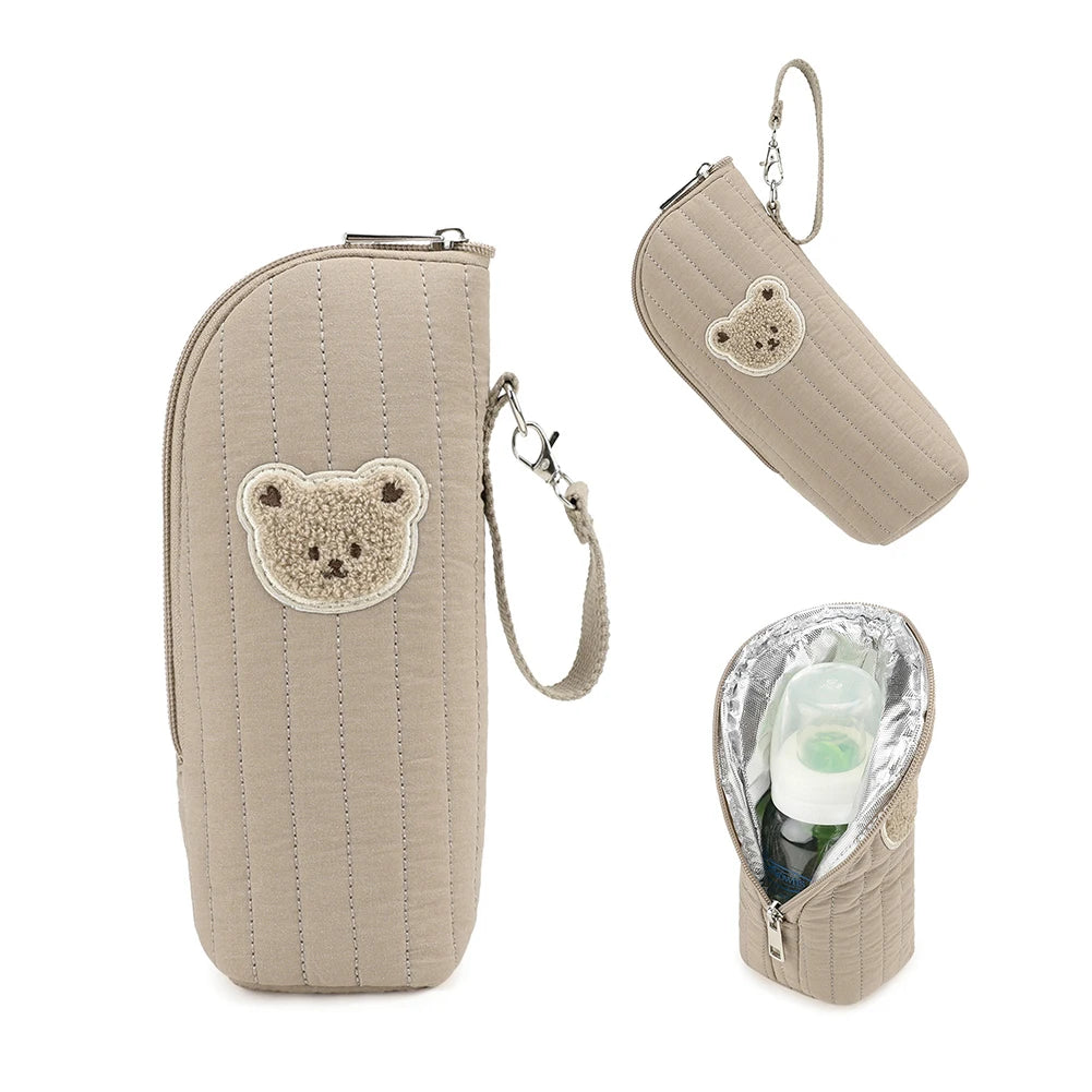 Baby Milk Bottle Warmer Bag,Plush Cartoon Bear Insulated Bag For Outdoor Travel Camping,Newborns Essential Travel Geared Peaceful Pleasures Health and Wellness