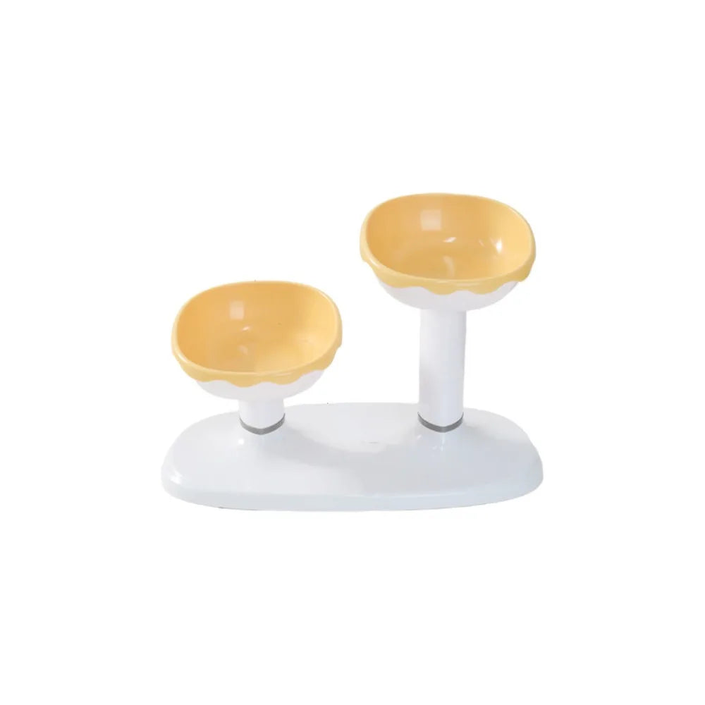 Elevated Double Pet Bowl | Adjustable Cat & Dog Feeding Station Elevated Pet Feeder Peaceful Pleasures Health and Wellness YELLOW