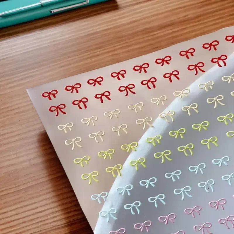 1 Sheet Mixed Color Bow Nail Art Stickers Relief Cute Bowknot Nail Charms Bow Manicure Decoration Peaceful Pleasures Health and Wellness