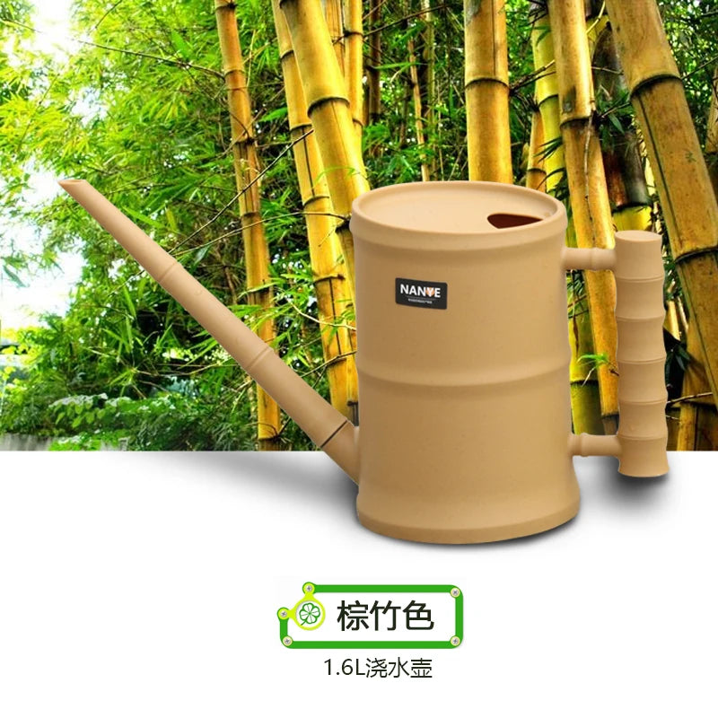 Gardening flowers and green plants plastic bamboo tube long mouth watering kettle courtyard home special watering kettle Peaceful Pleasures Health and Wellness Yellow