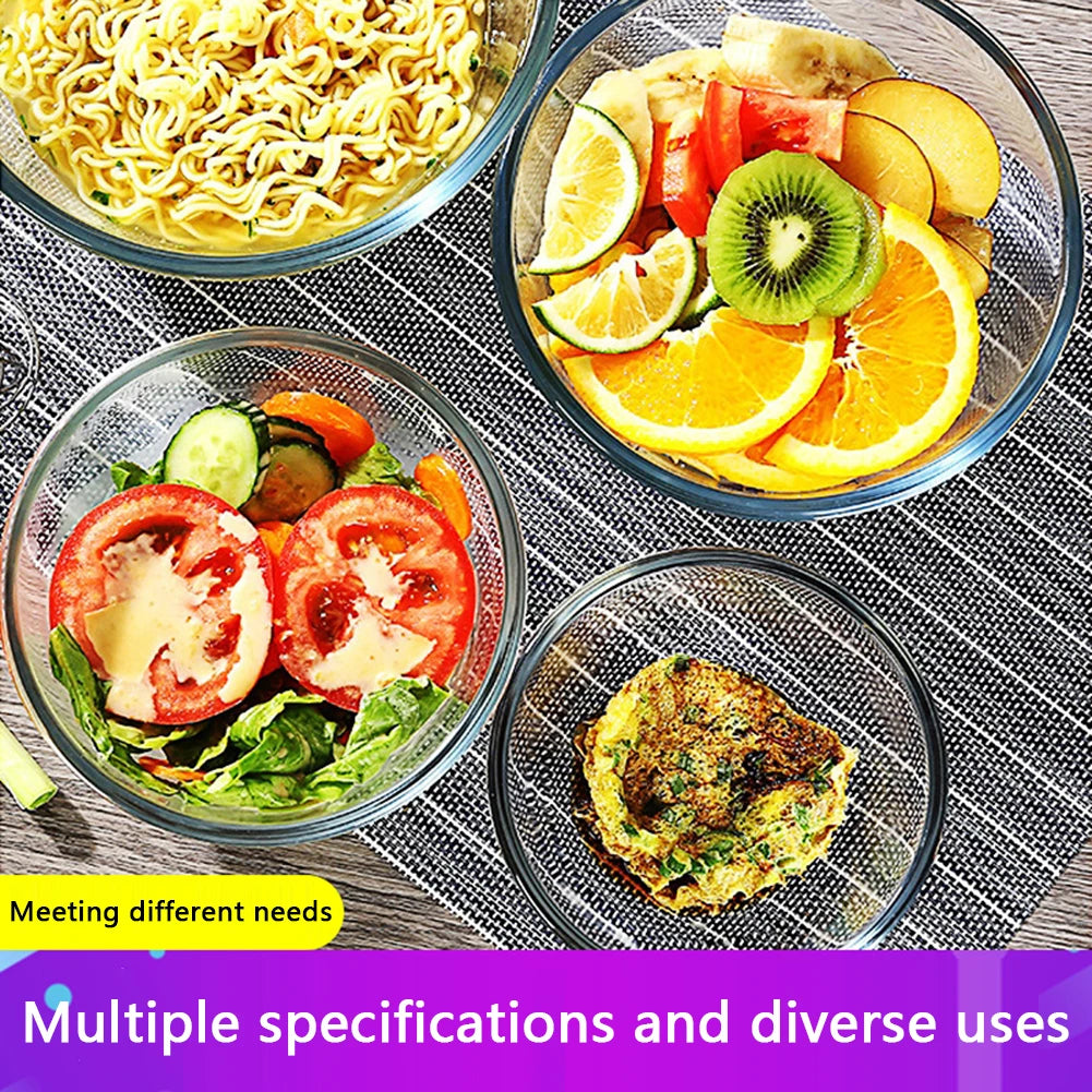 Transparent Thickened Glass Bowl Home Kitchen Microwave Oven Special Egg-Beating Dough-Kneading Salad Bowl Household Soup Bowl Peaceful Pleasures Health and Wellness