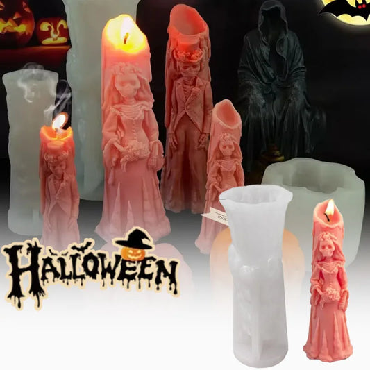 Halloween Skull Ghost Bride Silicone Candle Mold – DIY Craft Silicone Candle Mold Peaceful Pleasures Health and Wellness
