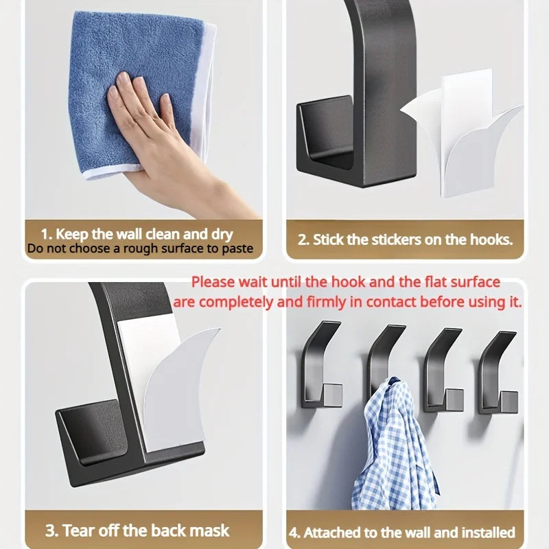 5-Piece Set without Punching Hook-Multifunctional, ABS Material, Suitable for Bedroom, Kitchen, Bathroom, Coat and Cap Storage, Peaceful Pleasures Health and Wellness