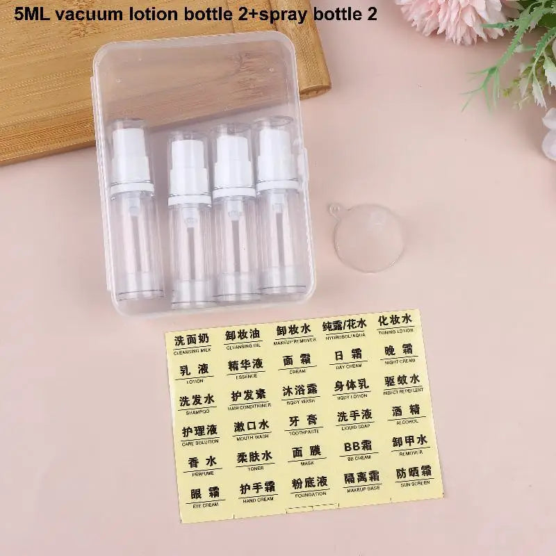 Airless Pump Bottle Set 5ml 10ml 15ml – Refillable Travel Containers