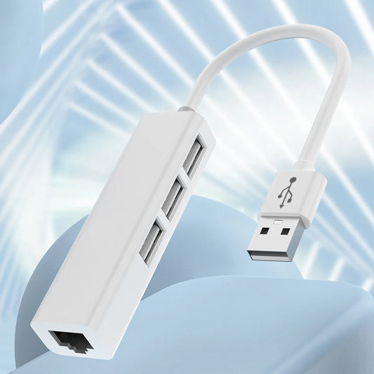 4-in-1 USB-C to RJ45 Ethernet Adapter + 3-Port USB 2.0 Hub – Plug & Play for Laptop & Tablet Peaceful Pleasures Health and Wellness