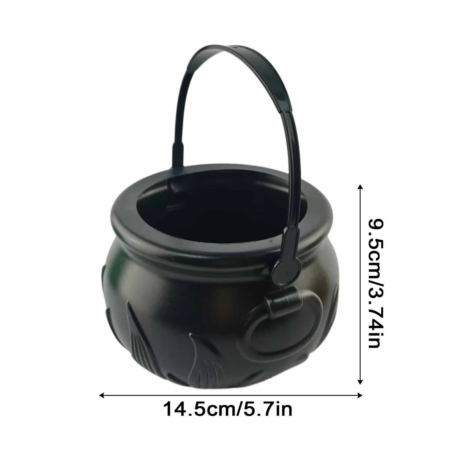 Halloween Witch Cauldron Candy Bucket | Flame Stripe Resin Pot