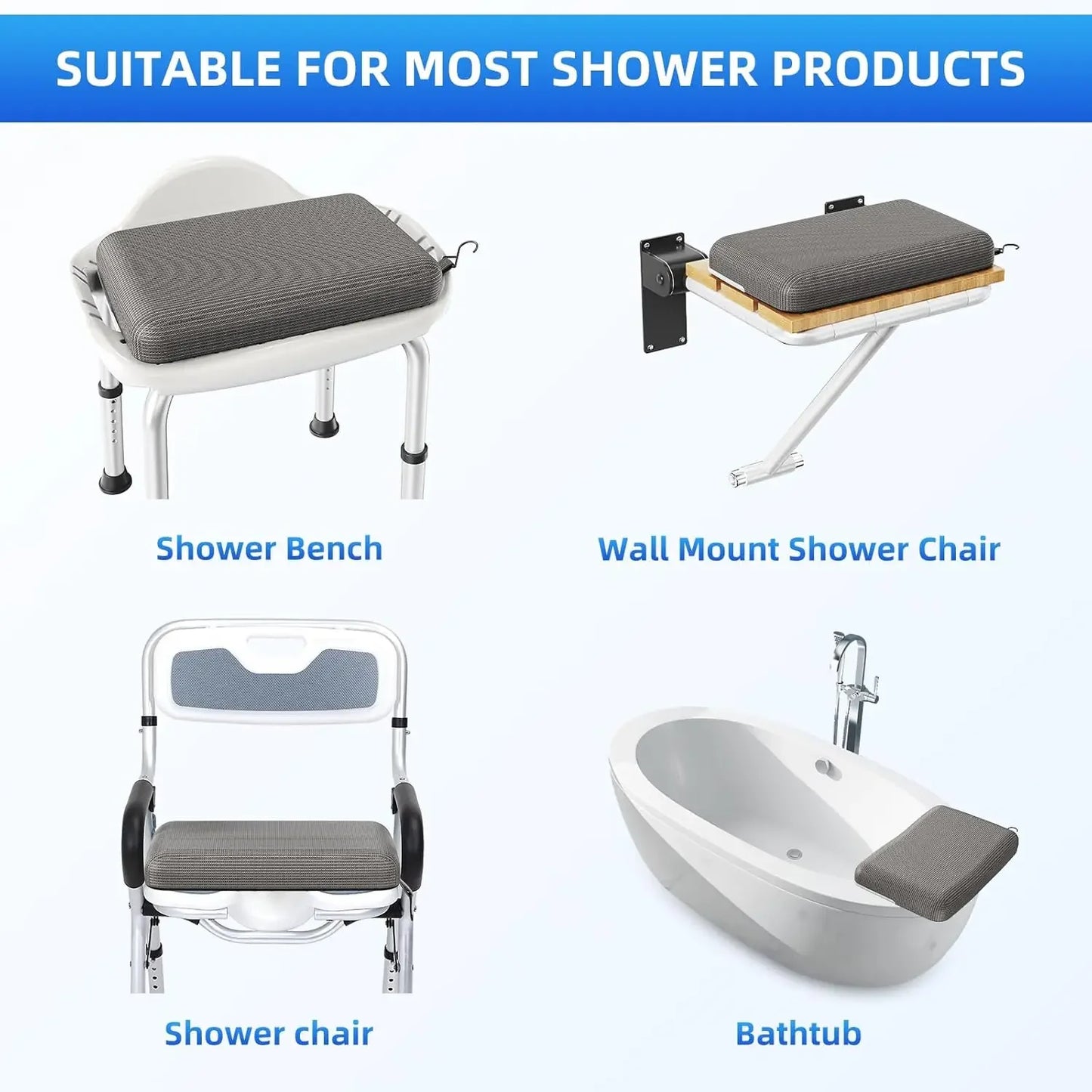 Non-Slip Shower Seat Cushion with Quick-Dry Mesh, Comfortable Bath Chair Pad for Elderly and Pregnancy Support Peaceful Pleasures Health and Wellness