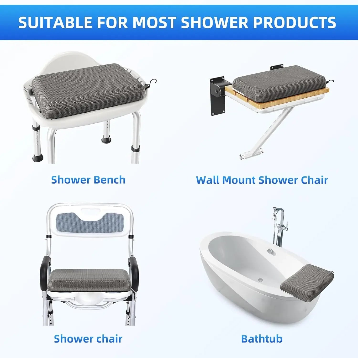 Non-Slip Shower Seat Cushion with Quick-Dry Mesh, Comfortable Bath Chair Pad for Elderly and Pregnancy Support Peaceful Pleasures Health and Wellness