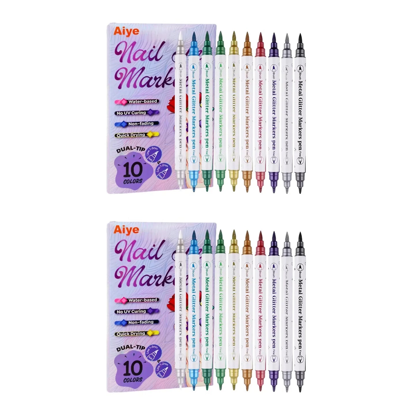 10-Piece Nail Art Pens Set – Waterproof Acrylic Drawing Liner Peaceful Pleasures Health and Wellness 2 Sets