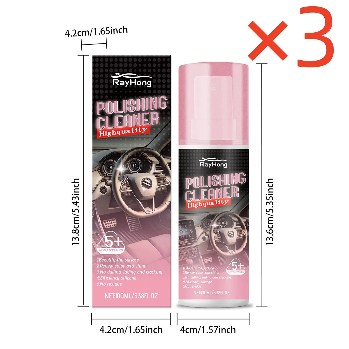 RayHong Car Interior Polish & Leather Cleaner 100ml
