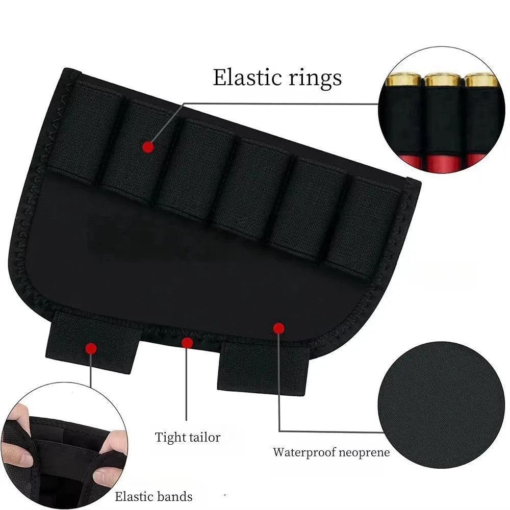 Tactical 6 Round Shotgun Buttstock Ammo Holder 12/20 Ga Bullet Carrier Hunting Rifle Butt Stock Cartridge Pouch ﻿ Peaceful Pleasures Health and Wellness