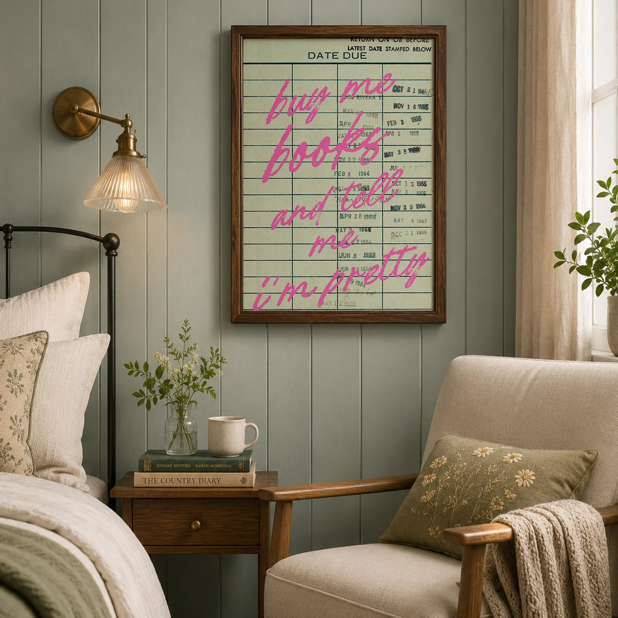 Nordic Book Lover Quote Canvas Wall Art | Modern Library Print Canvas Wall Art Peaceful Pleasures Health and Wellness