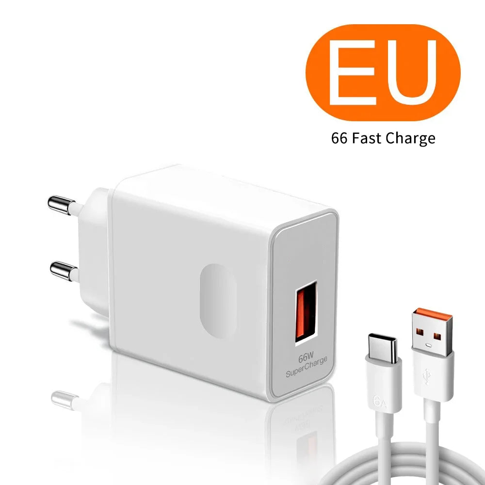 66W Super Fast Charger & 6A USB-C Cable for Huawei Honor