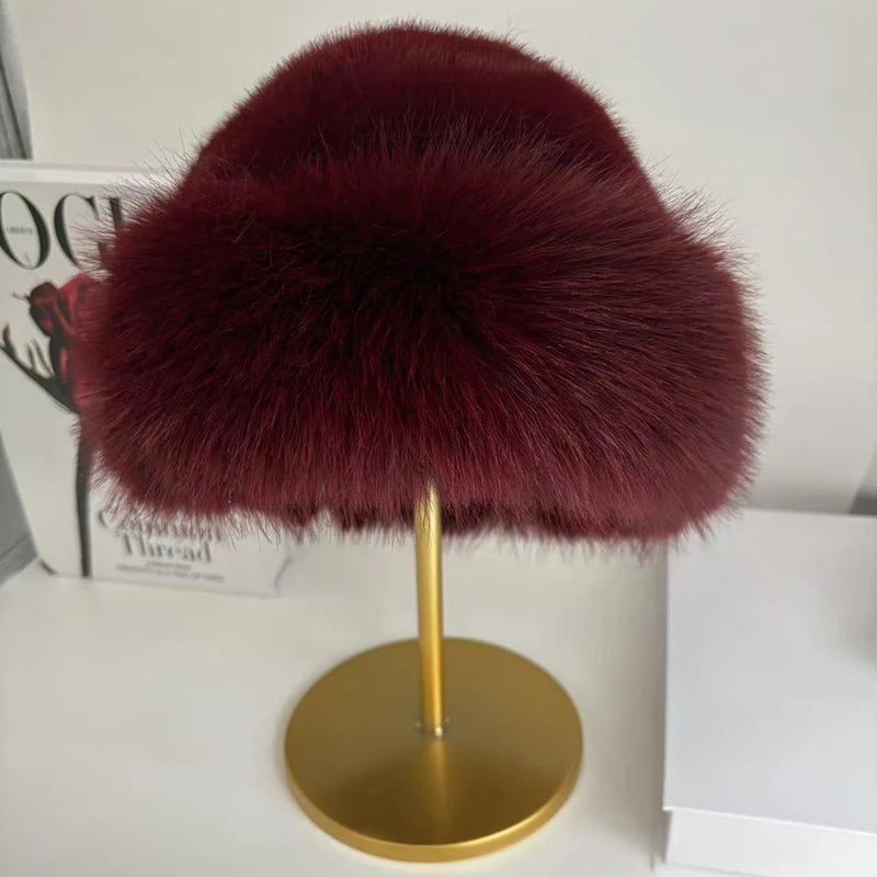 Women's Faux Fox Fur Winter Hat | Warm Windproof Russian Cap