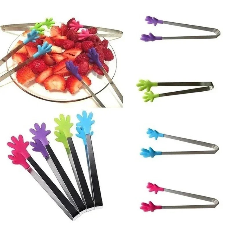 Creative Small Hand Silicone Clip Stainless Steel Food Mini Foodclip