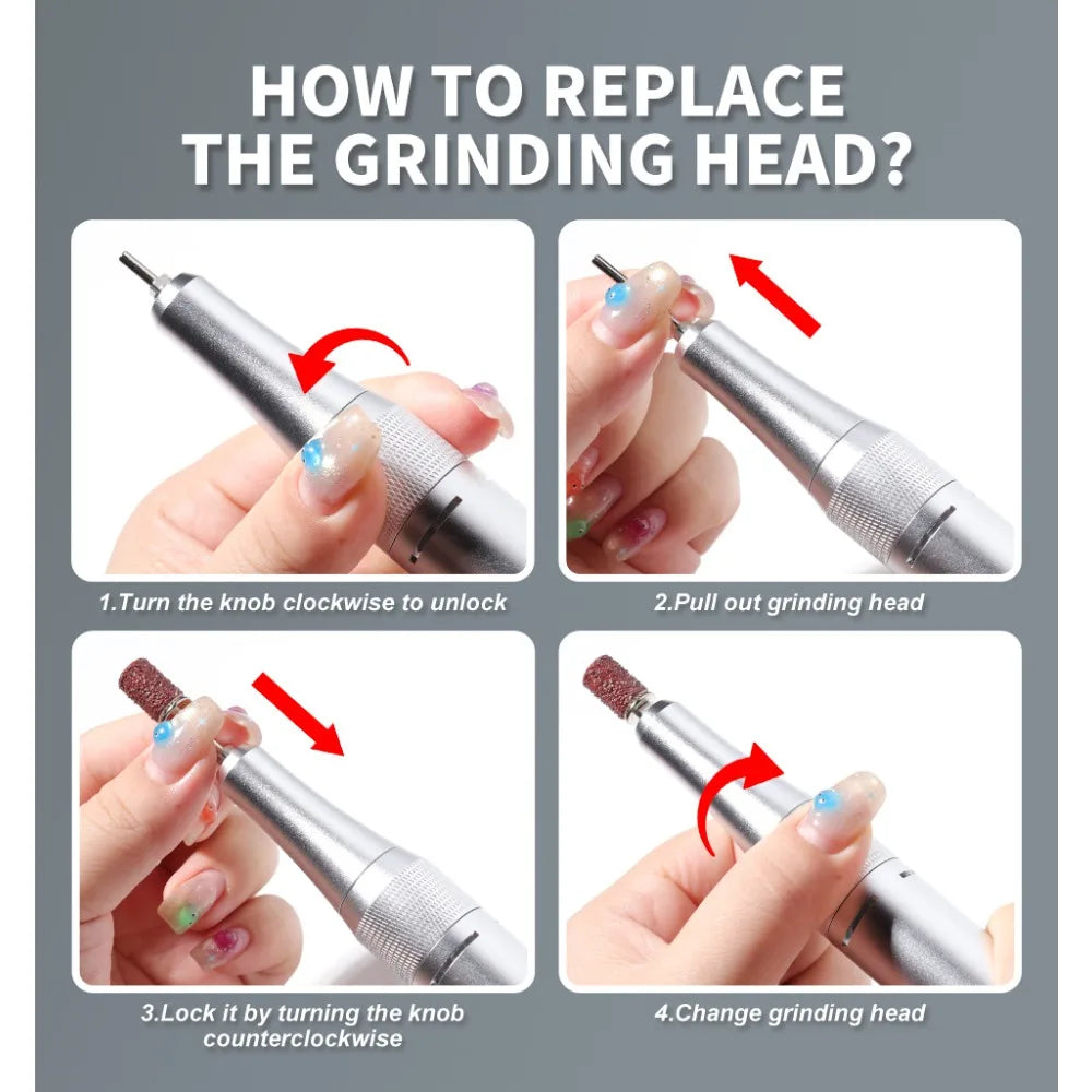 45000 RPM Rechargeable Electric Nail Drill | Home & Salon