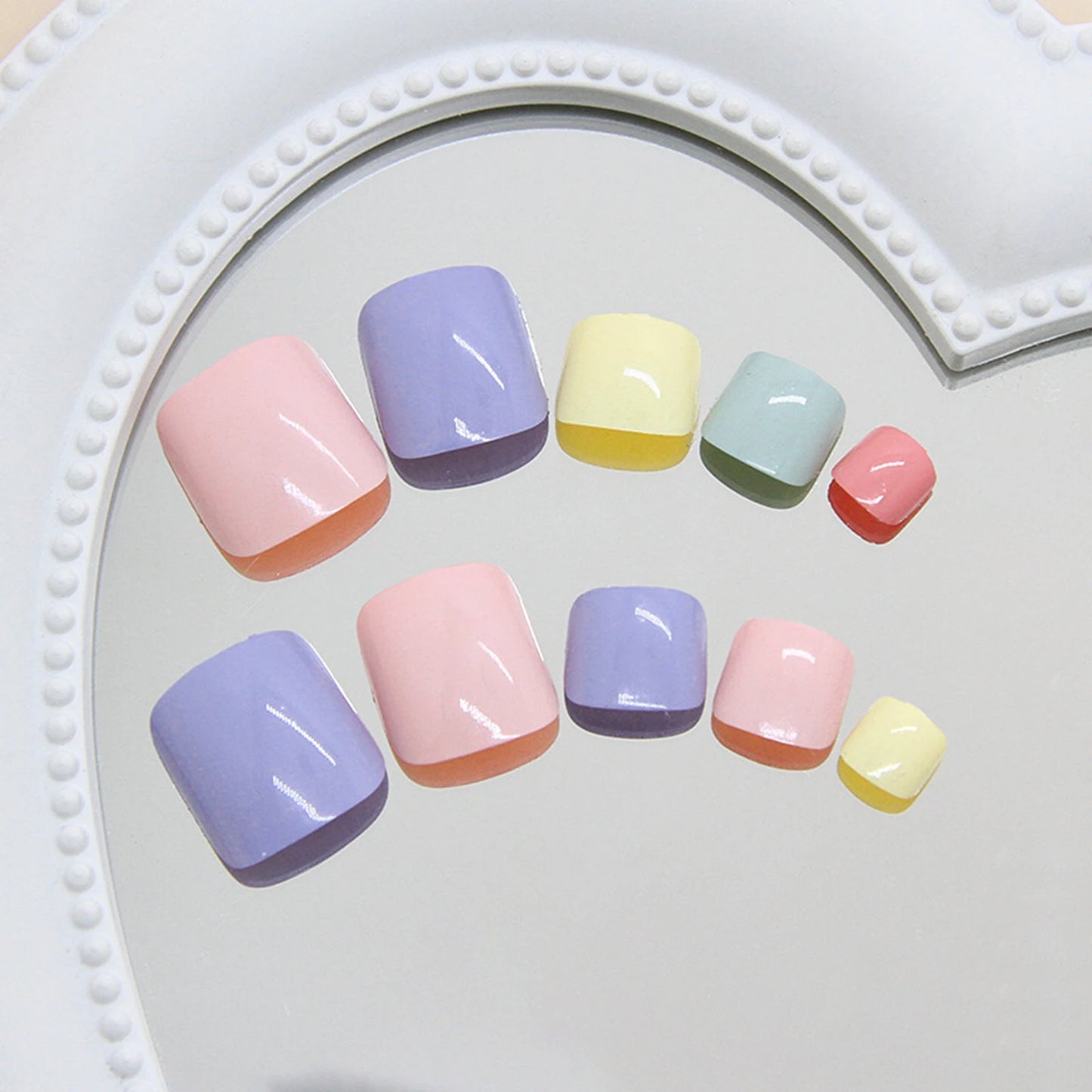 Rainbow Colorful Toenail Stickers 24pcs | Vibrant Nail Decals