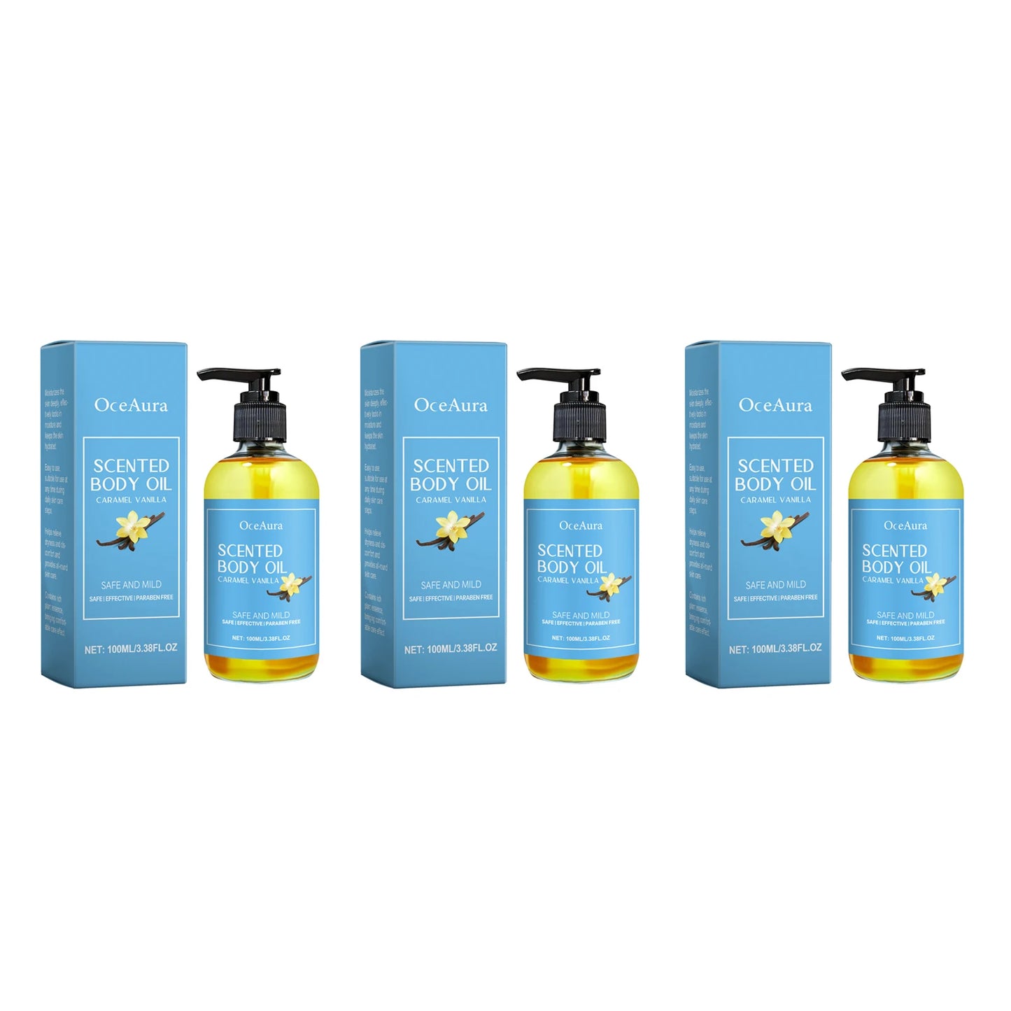 OceAura Vanilla Body Massage Oil – Moisturize & Stress Relief