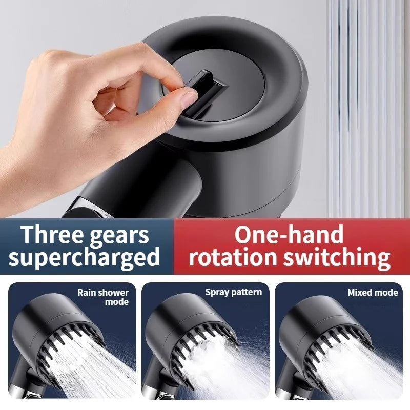 3-Mode High Pressure Filter Shower Head with Massage Brush