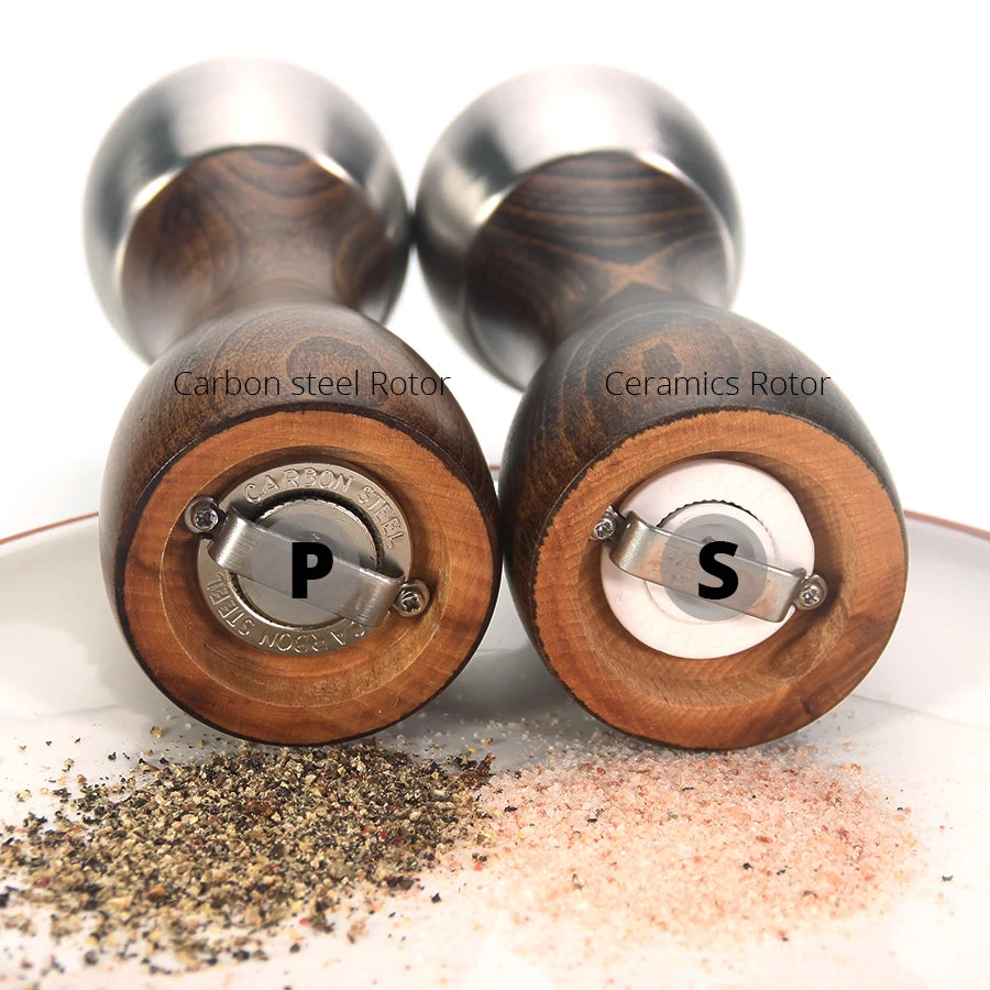 Premium Beech Pepper Mill, Salt and Pepper Grinder - Precision Carbon Steel Rotor Use for Peppercorn, Sea Salt, Pepper Peaceful Pleasures Health and Wellness