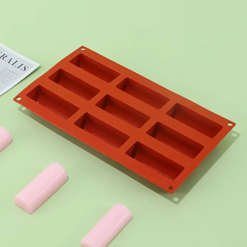 Baking Tools 9 Cavity Silicone Mold 3D Stick Half-cylindrical Long