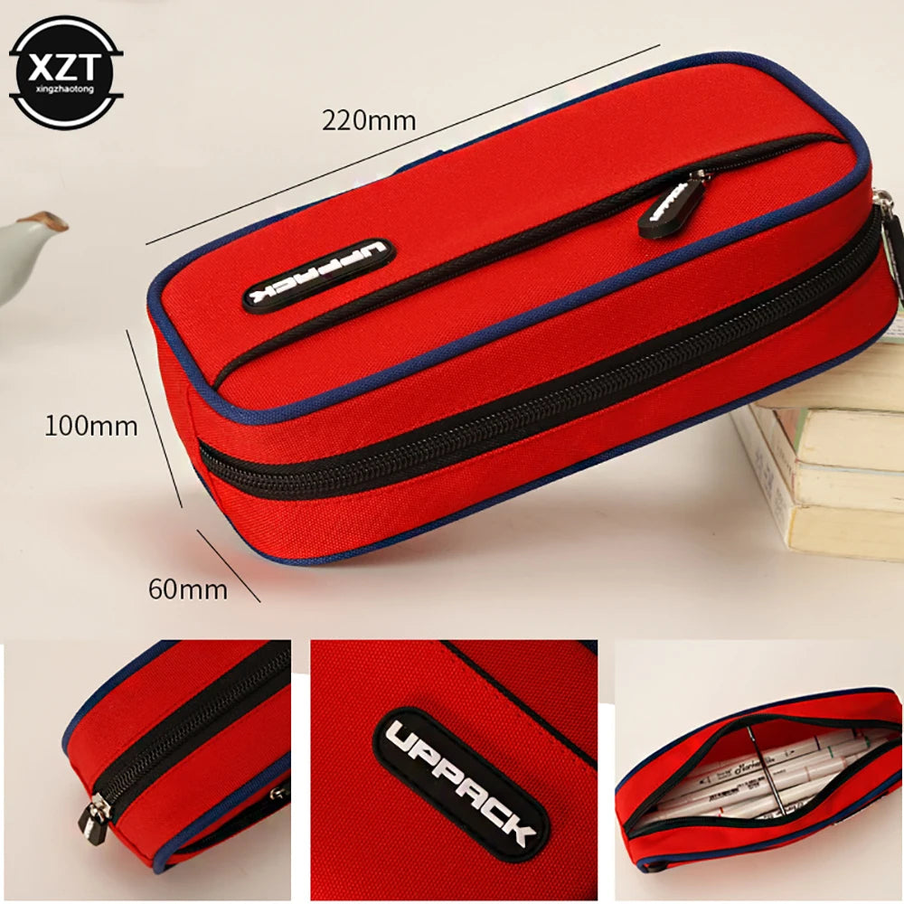 Creative Pencil Case Cute Boy Girl Kawaii Pencil Cases Storage Kids Pen Bag Large Big Stationery Box School Students Supplies Peaceful Pleasures Health and Wellness Red